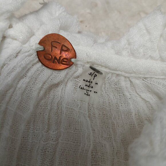 Free People FP ONE Women's White Long Sleeve Blouses Top Size S - Picture 7 of 9